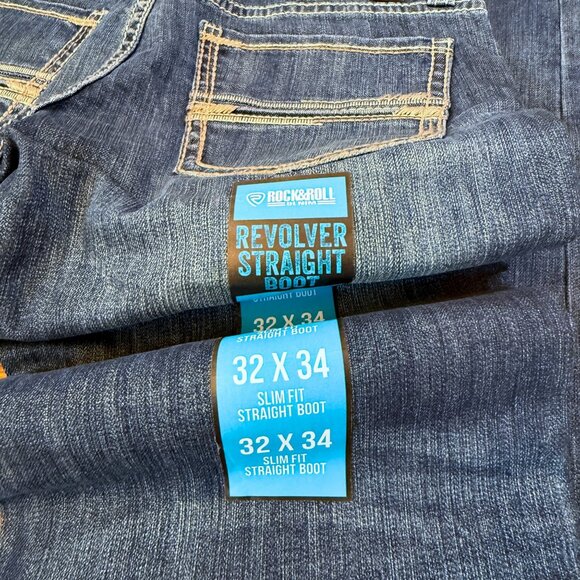 NEW Rock & Roll Denim Revolver Slim Fit Straight Boot Jeans – Size 32x34 - Picture 1 of 7